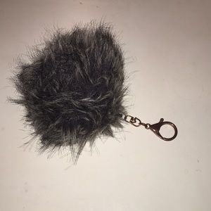 dark grey puffball keychain